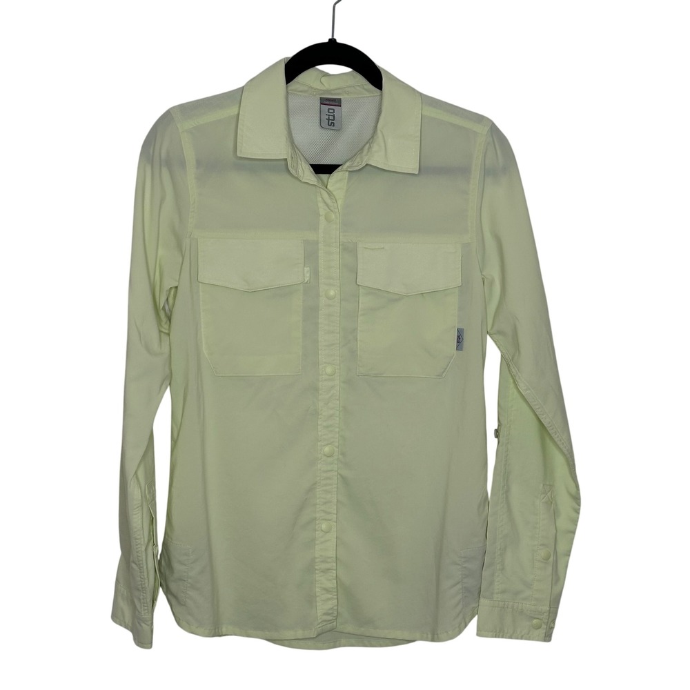 Stio Snap Front Roll Tab Long Sleeve Shirt Size‎ S Pale Yellow Hiking Outdoor